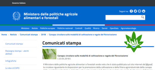 pagia circolare ministero per la canapa